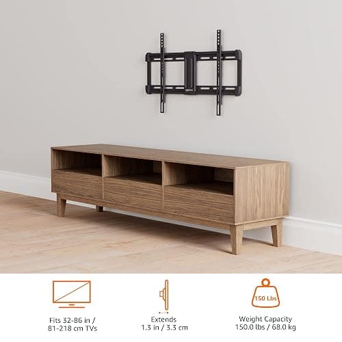 Amazon Basics Low Profile Easy Install TV Wall Mount with Horizontal Post Installation Leveling for 32-Inch to 86-Inch TVs, Black thumbnail 8