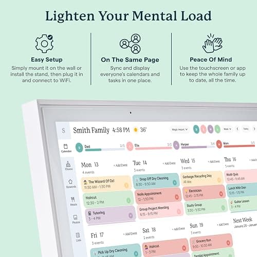 Skylight Calendar: 15-inch Wall Planner Digital Calendar & Chore Chart, Smart Touchscreen Interactive Display for Family Schedules – Wall Mount Included, Great for Organizing Your 2026 Calendar thumbnail 7