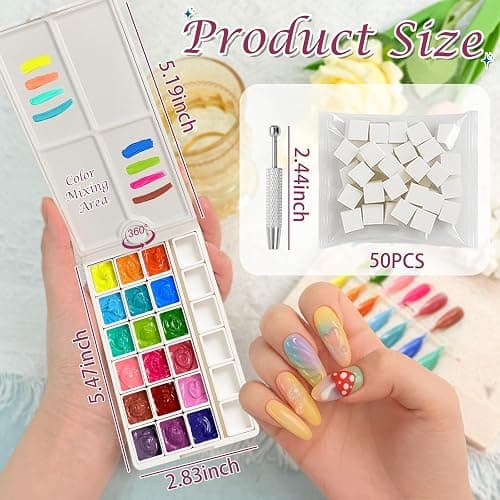 GJYUQHUA 18 Colors Patting Gel Polish & Tools Kit - Pat Pat Gel Polish Palette for Ombre Nails，UV/LED Cured Gradient Blooming Manicure Kit DIY with Nail Sponges & Tools thumbnail 2