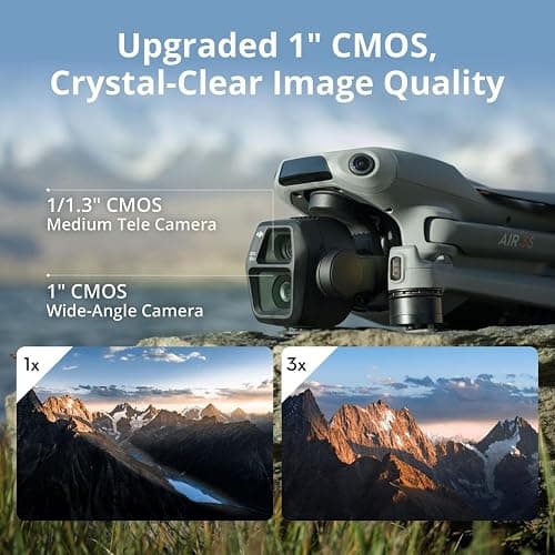 DJI Air 3S (RC-N3), Drone with Camera 4K, Dual-Camera Drone with 1" CMOS Wide-Angle Camera, 4K/60fps HDR Video & 14 Stops of Dynamic Range, 45-Min Max Flight Time, 20km Transmission Range thumbnail 2