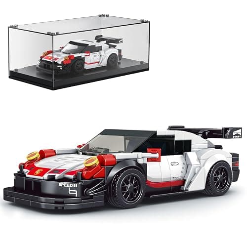 Mould King 27010 Speed Champion Rennwagen Bausteine 911 RSR Sportwagen Klemmbausteine mit Acryl-Vitrine Modellautos zum Sammeln (349 Teile) - Image 1