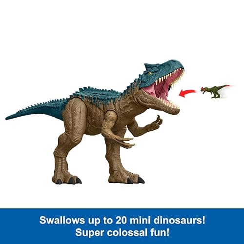 Mattel Jurassic World Super Colossal Allosaurus Action Figure, Extra Large Dinosaur Can Swallow 20 Mini Figures, 38-inch Long XL Action Play Toy thumbnail 5
