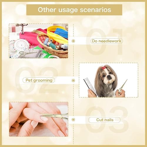 Mudder 3 Pack Small Nose Scissors Facial Hair Trimming Mini Beauty Stainless Steel Grooming Pointed Scissor for Grooming Eyebrows, Nose, Mustache, Beard(Gold) thumbnail 5