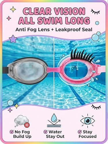 HZMRLSB Goggles with Eyelashes – Anti-Fog No Leak Swim Goggles with Lashes for Girls & Women, Funny for Pool Swimming thumbnail 5