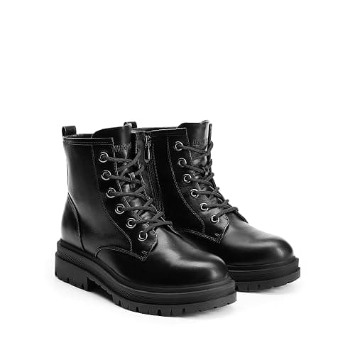 DREAM PAIRS Combat Boots Ankle Booties Lace-up Platform Side Zipper Lug Sole Boots Ankle Boots for Women thumbnail 6