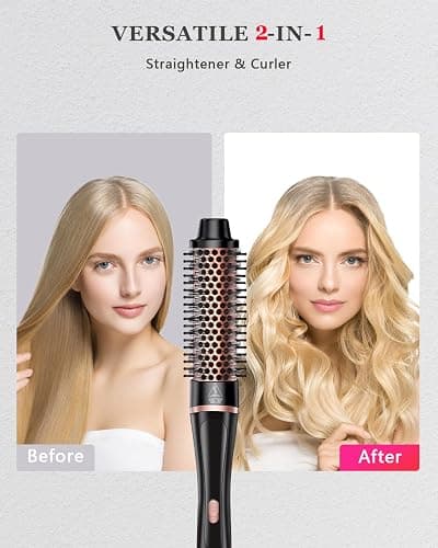 5 in 1 Curling Iron & Thermal Brush Set with 4 Interchangeable Ceramic Barrels (0.35”-1.25”) Fast Heat Dual Voltage Travel Hair Tools Birthday Gift for Women - Hair Curler Wand Kit for Curls & Blowout thumbnail 5