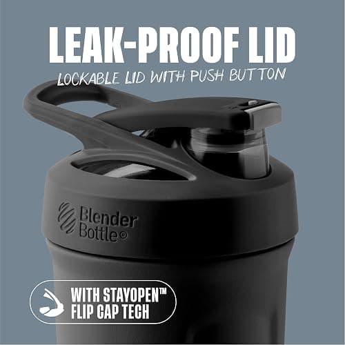 BlenderBottle Strada Shaker Cup Insulated Stainless Steel Water Bottle with Wire Whisk, 24-Ounce, Black thumbnail 3