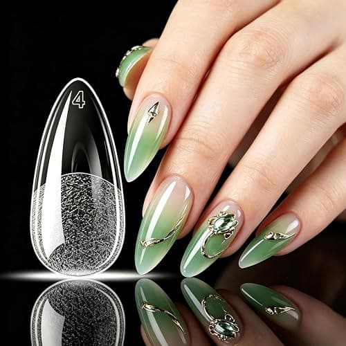 Yabonica Medium Almond Nail Tips 600pcs 12 Sizes Pre-Etched Soft Gel Tips | Half Matte Full Cover Press on False Nail Tips Acrylic Nails DIY Extension Gift for Women Home Salon Beginner thumbnail 2
