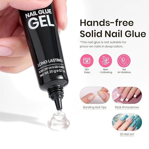 Beetles Tipex Nail Kit, Square Medium Nail Tips 224 Pcs 16 Sizes Pre-Etched Fake Nails with Tipex Nail Glue Mini Nail Lamp - Thick Acrylic Nail Set Pre-Builder Gel Press-on Nails thumbnail 6