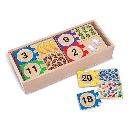 Melissa & Doug Self-Correcting Wooden Number Puzzles with Storage Box (40 pcs) - Image 1