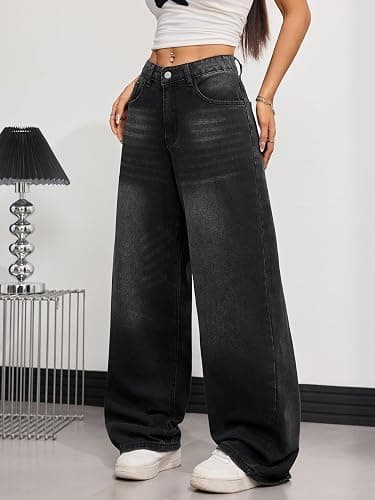 OYICAI Womens Baggy Jeans Wide Leg Denim Pants Y2k 90s Vintage Hip Hop Loose Long Trousers Streetwear thumbnail 2