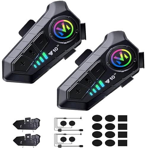 Motorcycle Helmet Bluetooth Intercom IP65 Waterproof Talk Noise Cancelling Dual Communication, 1000mAh Long-Lasting Battery, Helmet Talk Intercom Headset for Riders and Outdoor Adventures (2 Pack) - Image 1