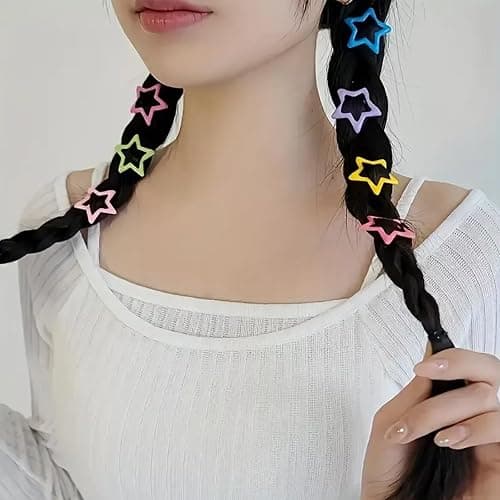 Star Hair Clips Snap Hair Barrettes Non Slip Star Hair Accessories Multiple Colors Metal Hair Clips for Girls Women -100PCS 1.18" thumbnail 7