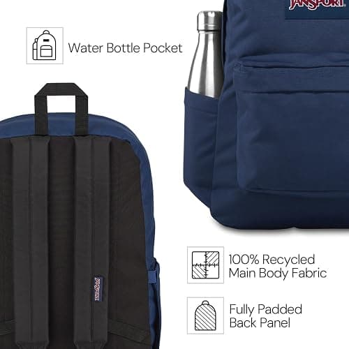 JanSport SuperBreak Plus Backpack with Padded 15-inch Laptop Sleeve and Integrated Bottle Pocket - Spacious and Durable Daypack for Work and Travel - Russet Red - Russet Red thumbnail 3
