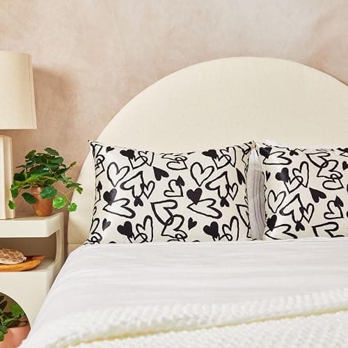 Kitsch Satin Pillowcase with Zipper for Hair & Skin, Softer Than Silk Pillow Cases Queen, Wrinkle-Free, Smooth and Cooling Satin Pillow Covers, Standard Size 19"x26" - Heart thumbnail 2