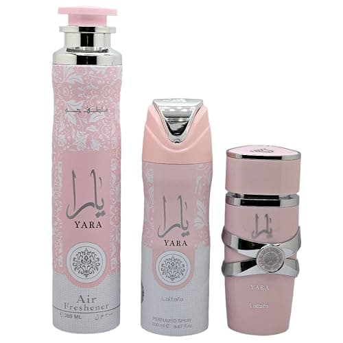 Lattafa Yara For Women 3 Piece Gift Set (3.4 Fl Oz EDP + 6.67 Fl Oz Deo + 10.14 Fl Oz Air Freshener) - Image 1