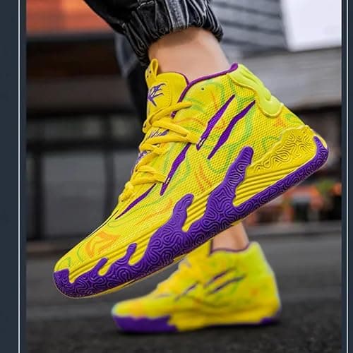 Wqsugnt Mens Multicolor High Top Basketball Shoes Non-Slip Breathable Running Shoes Fahsion Lightweight Outdoor Gym Sneakers thumbnail 6