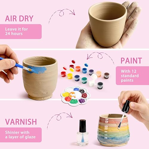 Pottery Wheel for Kids, Arts and Crafts for Kids Ages 8-12, Complete Pottery Painting Craft Kit with Clay, Art Supplies for Kids Toys Girls Birthday Christmas Gift for 6 7 8 9 10 11 12+, Purple thumbnail 4