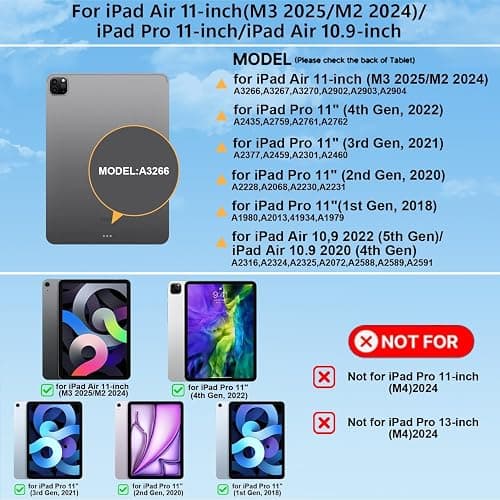 for iPad Air 11 inch Case with Keyboard (M3/M2, 2025/2024), iPad Pro 11 (4th/3rd/2nd/1st Gen) & Air 5/4th,Magic-Style Magnetic – Floating Cantilever Stand - Multi-Touch Trackpad (Black) thumbnail 2