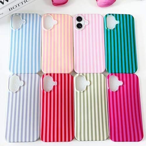 Anuck for iPhone 17 Case Cute Striped Phone Case Girly Aesthetic Vertical Stripe Pattern Design for Women Girls, Soft TPU Shockproof Rubber Bumper Protective Cover for iPhone 17 6.3" - Pink White thumbnail 6