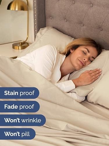 Extra Deep King Sheet Set - 6 Piece Breathable & Cooling Sheets - Hotel Luxury Bed Sheets Set - Easy & Secure Fit - Soft, Wrinkle Free & Comfy Sheets Set - Wheat Sheet Set w/Extra Deep Pockets thumbnail 4