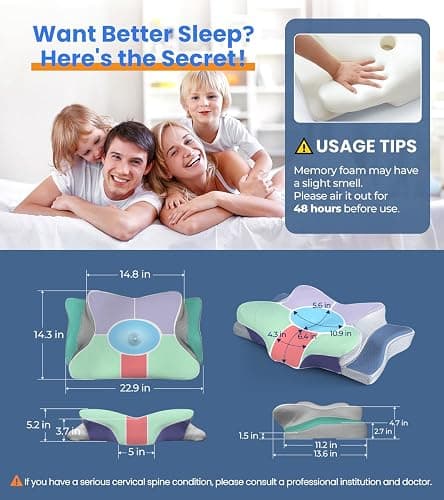Ultra Pain Relief Cooling Pillow for Neck Support, Adjustable Cervical Pillow Cozy Sleeping, Odorless Ergonomic Contour Memory Foam Pillows, Orthopedic Bed Pillow for Side Back Stomach Sleeper thumbnail 7