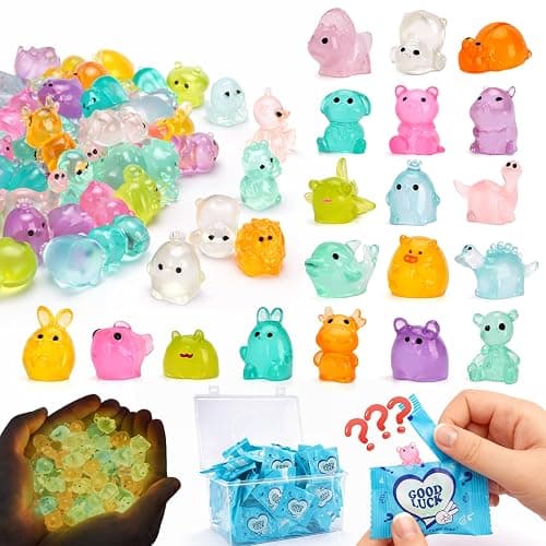 150 Pcs Mystery Bag Mini Resin Animals, Glow in The Dark Figures Blind Bags, Forest Variety Pack, Miniature Figurines for DIY Crafts, Micro Landscape Fairy Garden Decor, Party Favors, Gifts (Animals) - Image 1