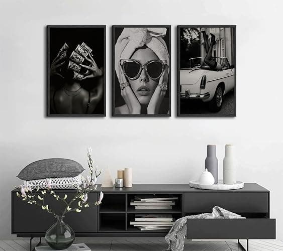 Fashion Woman Wall Art Black and White Trend Wall Decor Sexy Luxury Posters Prints Modern Paintings Pictures Artwork for Bathroom Gallery Home Decoration 16x24in Unframed thumbnail 4