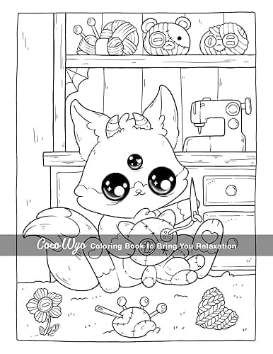 Creepy Cutie: Coloring Book for Adults and Teens Featuring Goth Kawaii and Spooky Cute Creatures of All Kinds and Many More thumbnail 4