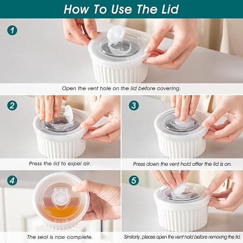 vancasso 8 oz Ramekins with Lid, Porcelain Creme Brulee Souffle Dishes, White Pudding Custard Cups Ramiken for Baking, Dishwasher and Oven Safe, Set of 6 thumbnail 5
