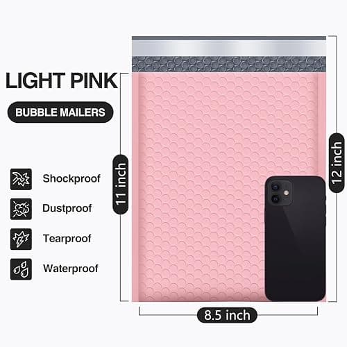 UCGOU Bubble Mailers 8.5x12 Inch Light Pink 25 Pack Poly Padded Envelopes #2 Medium Mailing Opaque Packaging Postal Self Seal Waterproof Boutique Shipping Bags for Clothes Makeup Supplies thumbnail 3