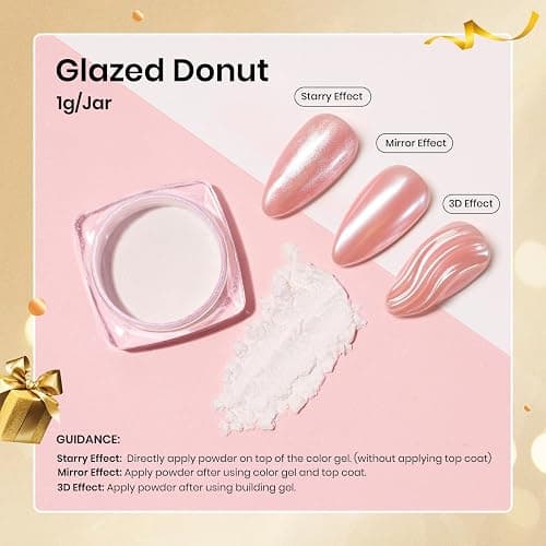 Beetles White Chrome Nail Powder for Gel Nails Pearl Cromer Nail Powder Mirror Effect Nails Gel Polish Glitter Manicure Holographic Pigment Nails Art Design Gifts for Women thumbnail 3
