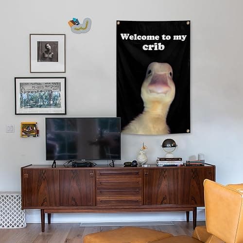 Welcome to My Crib Flag 2x3 Feet Funny Duck Flag Indoor and Outdoor Decorations with Brass Grommets for Home Decor, University Dormitory, Party Events, Bedhead Background, Gifts thumbnail 2