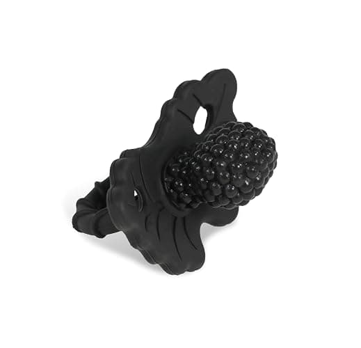 RaZbaby RaZberry Silicone Teether Pacifier – Teething Relief for Infants, Food-Grade, BPA-Free, Hands-Free Design, Natural Berrybumps Fruit Texture for Sensory Development, Freezable – Black - Image 1