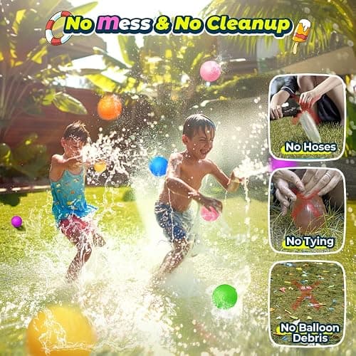12Pcs Reusable Water Balloons, Pool Beach water Toys for Boys and Girls, Outdoor Summer Toys for Kids Ages 3-12 thumbnail 6