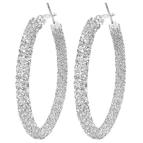 JINGDR Multcolors Cubic Zirconia Hoop Earrings For Women Statement Oval Rhinestone Hoop Earrings 14K Gold Plated Chunky Hoop Earrings Dainty Lightweight Big Earrings Trendy Jewelry (55MM/45MM) - Image 1