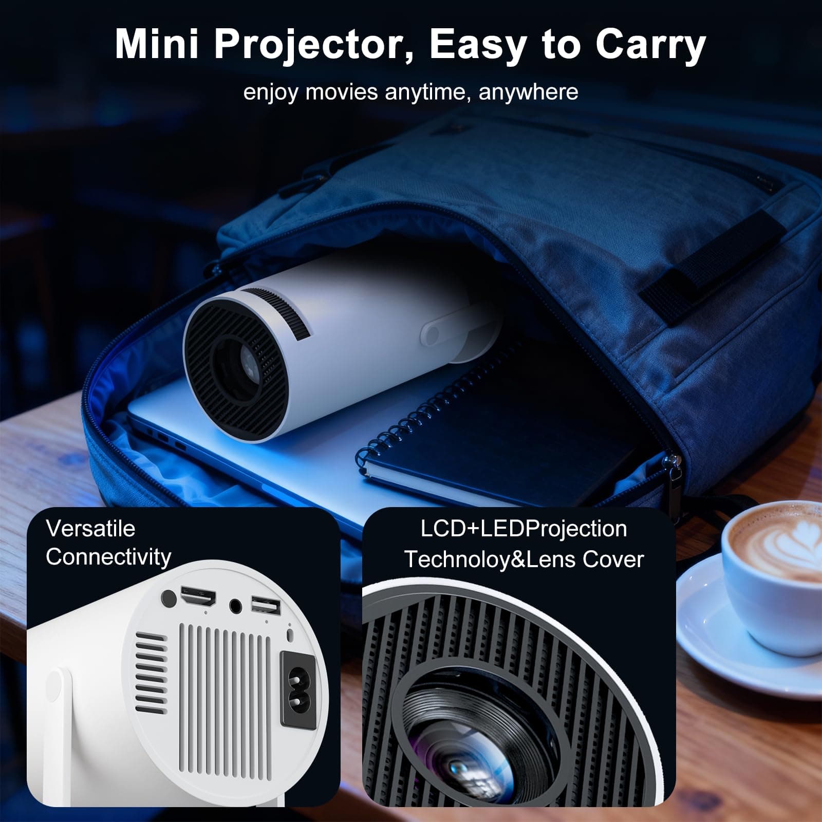 Anytrox Mini Projector [Built-in App & 2026 Upgraded &1080P] Support Auto Keystone, Portable Projector with WiFi and Bluetooth, 180 Adjustable Fit for Home Theater/Outdoor/TV StickPhone thumbnail 8