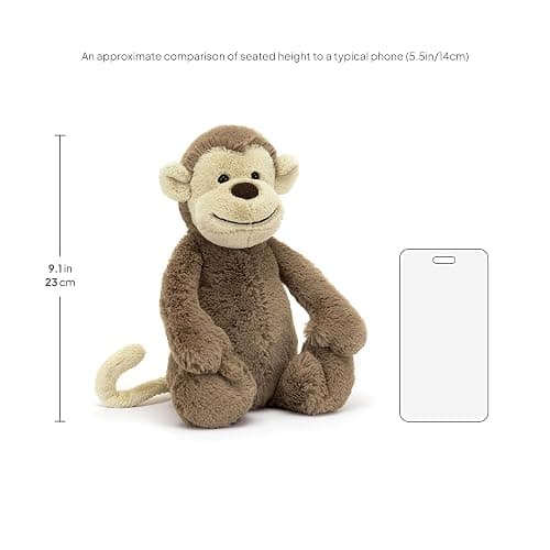 Jellycat Bashful Monkey Stuffed Animal, Medium 12 inches - Monkey Plush Toy - Classic Children's Gift thumbnail 2