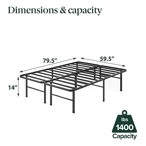 Zinus Rumi 14in Queen Metal Bed Frame, Quick Assembly SmartBase® Mattress Foundation, Heavy Duty Sturdy Steel with No Box Spring Needed, Eco-Friendly Packaging, Black thumbnail 2