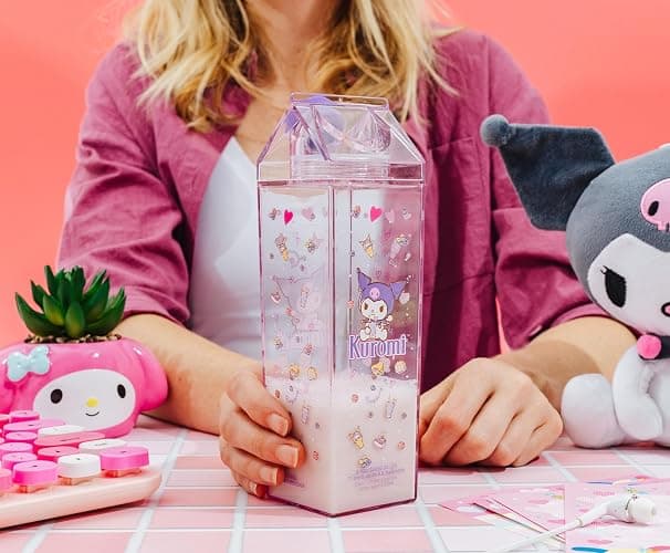 Silver Buffalo Sanrio Hello Kitty and Friends Featuring Kuromi and Raspberries Plastic Purple Milk Carton Pitcher Bottle, 16.2 Ounces thumbnail 8