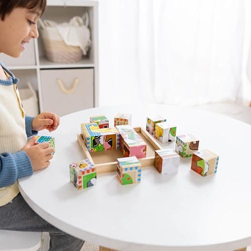Melissa & Doug Farm Wooden Cube Puzzle with Storage Tray – 6-in-1 Animal Puzzle for Toddlers and Preschoolers – 16 Wooden Cubes – Farm Toy for Kids Ages 3+ - FSC Certified thumbnail 8