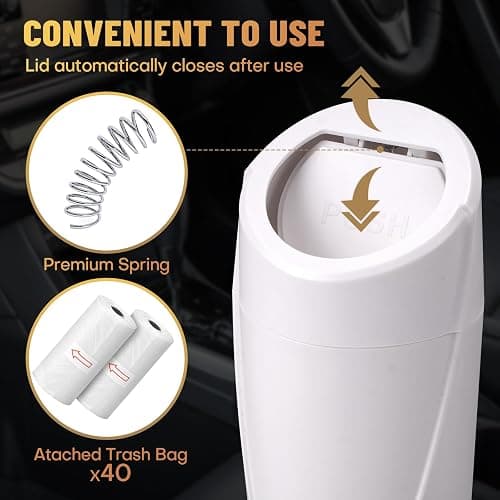 SGLRT Car Trash Can Bin with Lid - Car Garbage Can Cup Holder - White Mini Leakproof Vehicle Trash Garbage Can Bin with 20pcs Trash Bags-Car Organizers and Storage for Front Back Seat Accessories thumbnail 7
