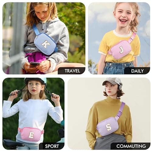 YOOLIFE Birthday Gifts for 4 5 6 7 8 9 10 11 12 13 Year Old Girls - Personalized Gifts for Teens Kids Daughter Sister Her | Birthday Gifts for Kids | Initial Crossbody Bag Belt Bag | Purple M thumbnail 5