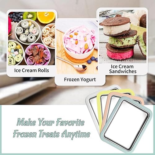 Rolled Ice Cream Maker, Instant Ice Cream Maker, Instant Gelato Pan/Roll, Homemade DIY for Fun Parent-Child Activities Families Mint Green - Mint Green thumbnail 6