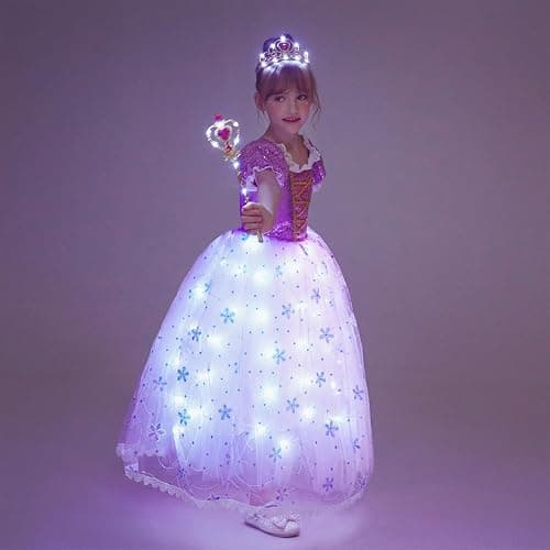 Letsglow Light Up Girl Princess Costume Dress for Birthday Cosplay Party Outfit Purple Princess Dress Up thumbnail 4
