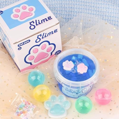 Blue Crunchy Cat's Paw Slime,Super Soft and Non-Sticky, Great for Birthday Gifts for Girl and Boys,Party Favors,Christmas Stocking Stuffers（300ml） thumbnail 7