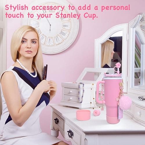 LUOJINYI Stanley Cup Accessories, 15 Pieces accessori stanley cup, Stanley Water Bottle Accessories, Stanley Cup Straw Lids Compatible with Stanley Cup 30/40 Oz(Cups Not Included) (Rosa) thumbnail 5