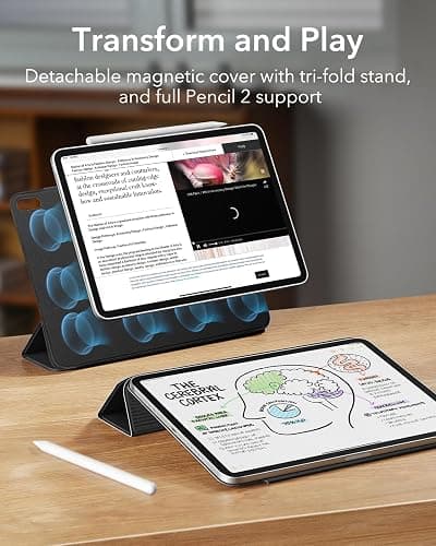 ESR für iPad Air 11 Zoll 2025 Hülle M3/M2, iPad Air 7/6/5/4 Hülle (2024/2022/2020) Starke Magnetbefestigung, Trifold Ständerhülle, unterstützt Pencil Pro/USB-C, automatisches Ruhen/Wecken, Schwarz - Schwarz thumbnail 3