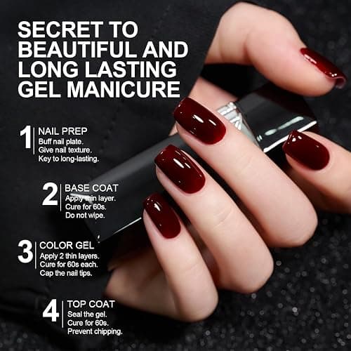GAOY Dark Red Gel Nail Polish, 16ml Soak Off Gel Polish, UV Light Cure for Nail Art DIY Manicure at Home, 2387 Alluring Wine thumbnail 4