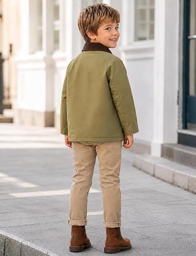Happy Cherry Toddler Boy Spring Jacket Zipper Fall Winter Boys Vintage Jacket Corduroy Collar Inbreaker Outerwear with Pocket thumbnail 2